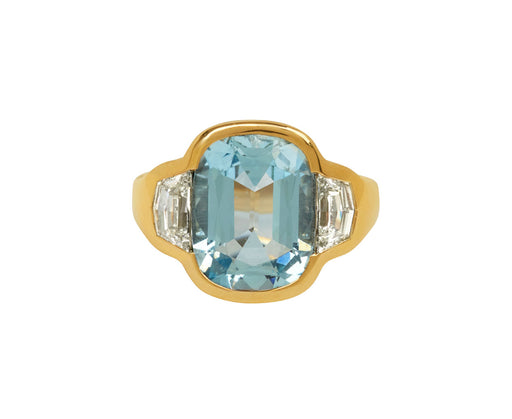 Aquamarine and Diamond BNS Ring
