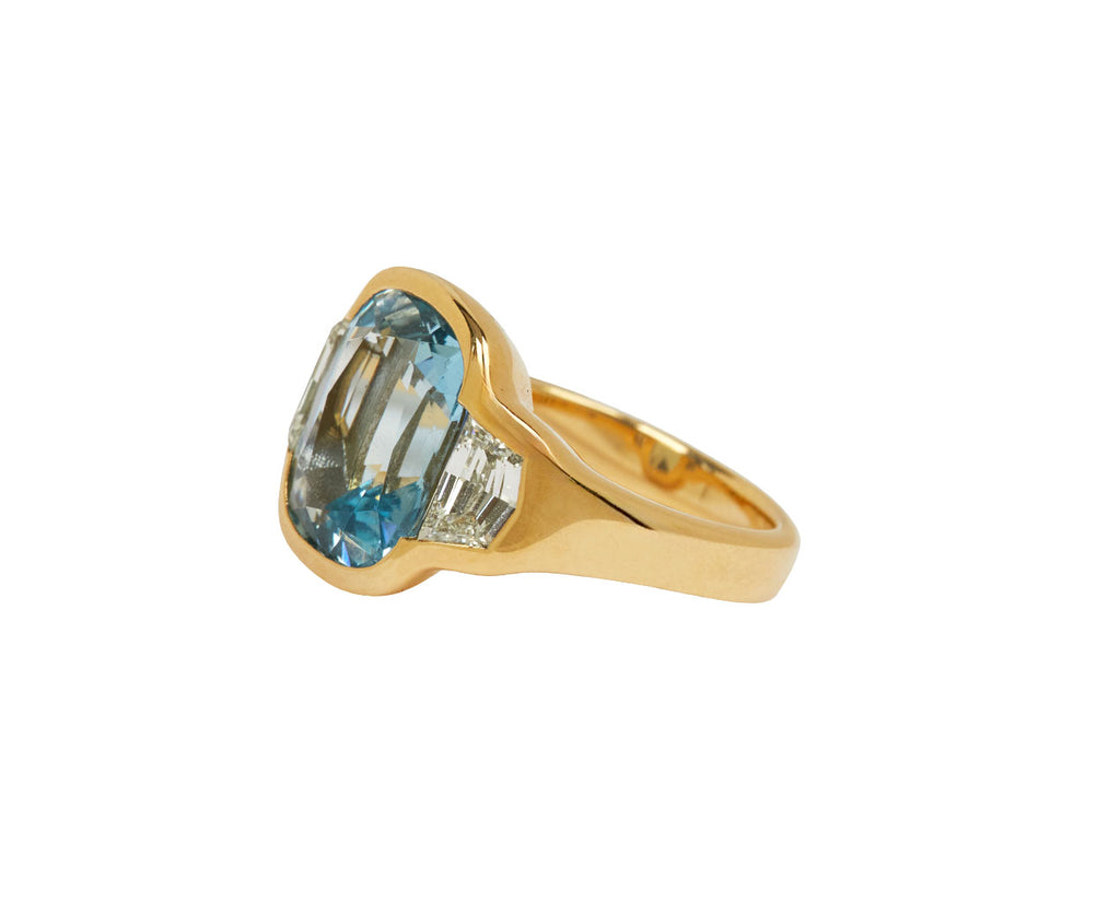 Aquamarine and Diamond BNS Ring