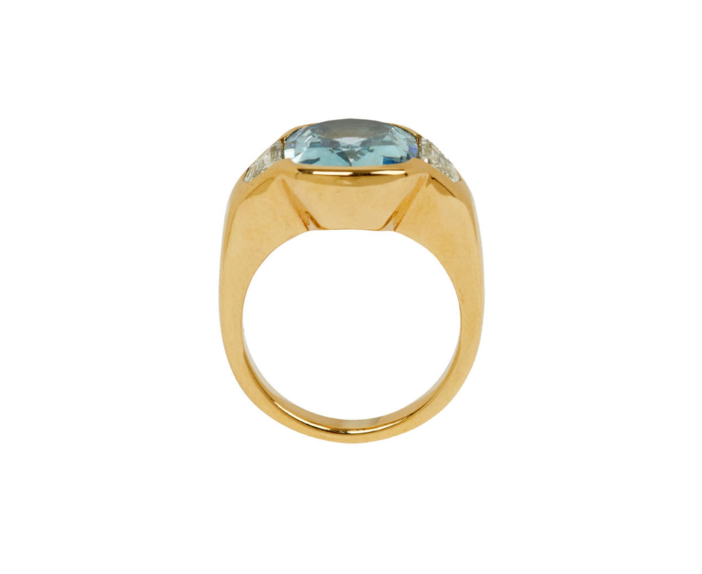 Aquamarine and Diamond BNS Ring