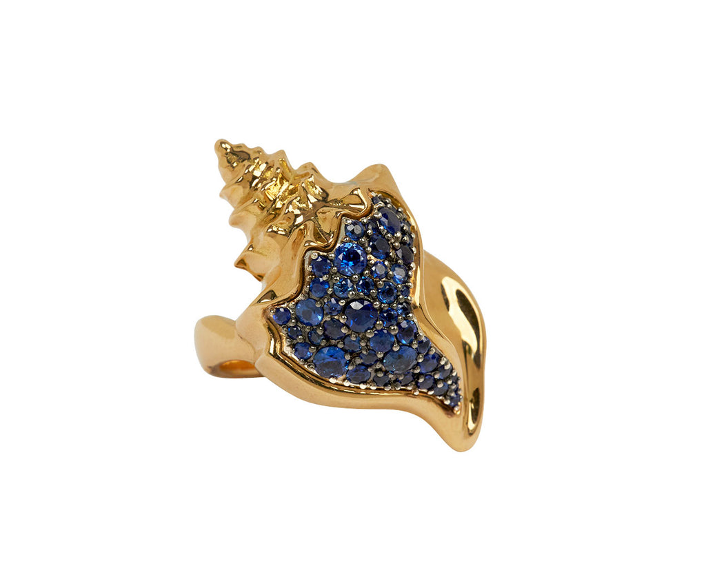 Blue Sapphire Conch Ring