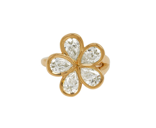 Small Diamond Petal Flower Ring