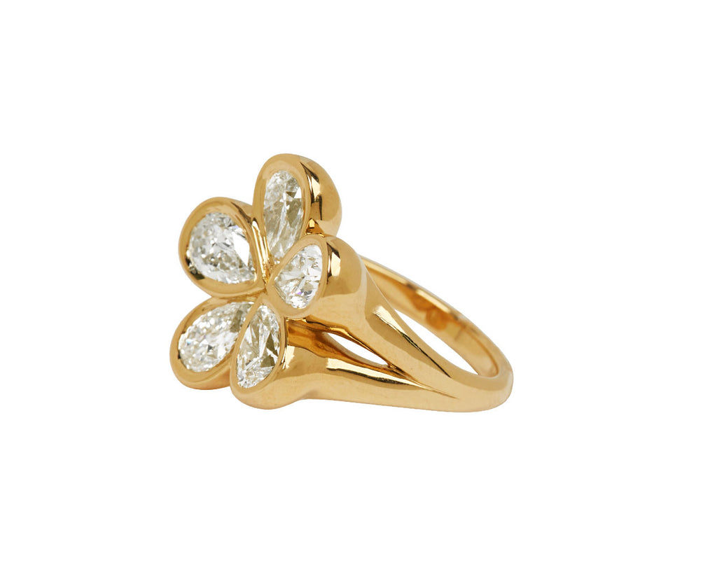 Small Diamond Petal Flower Ring