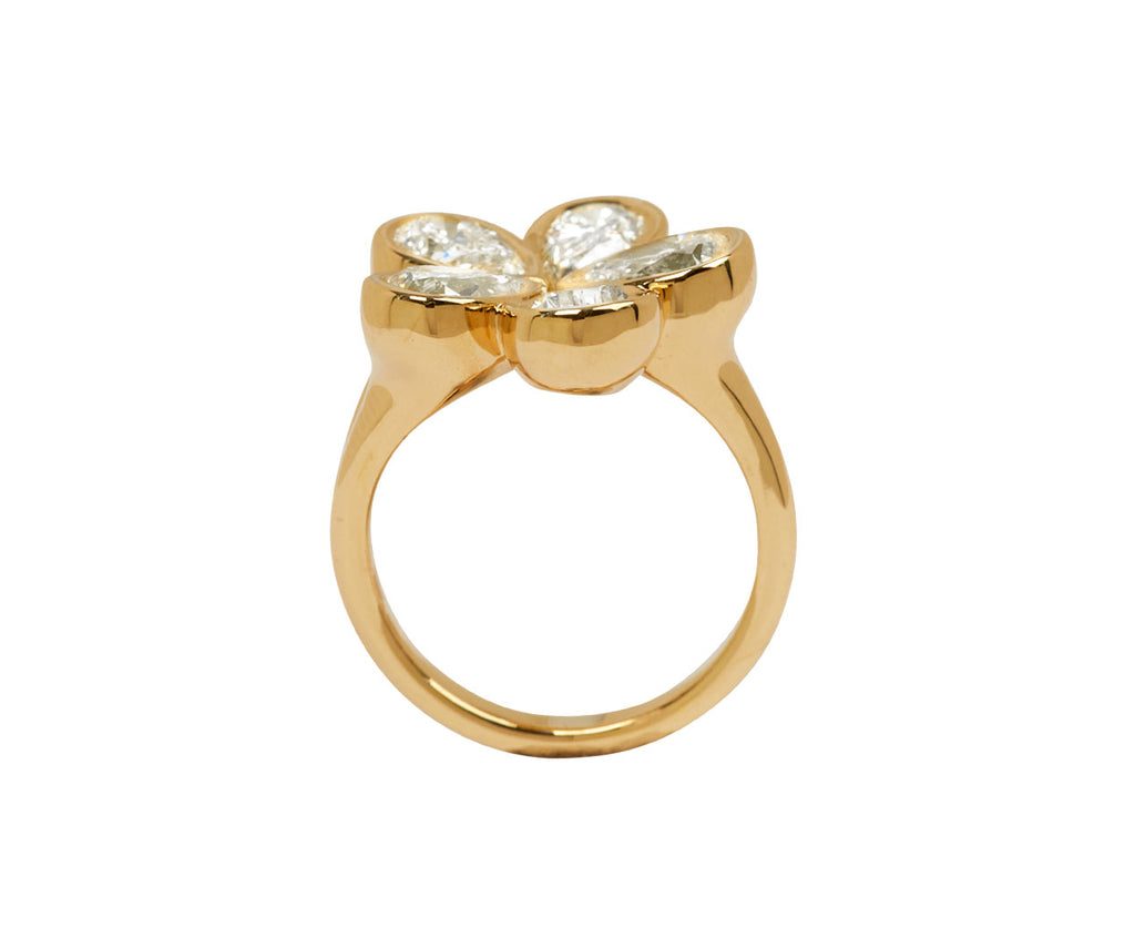 Small Diamond Petal Flower Ring