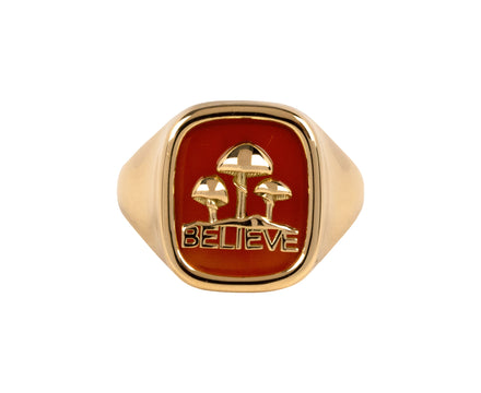 Brent Neale Carnelian Believe Mini Signet Ring