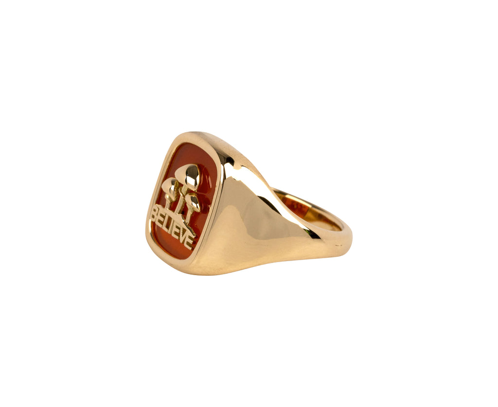 Brent Neale Carnelian Believe Mini Signet Ring Side View