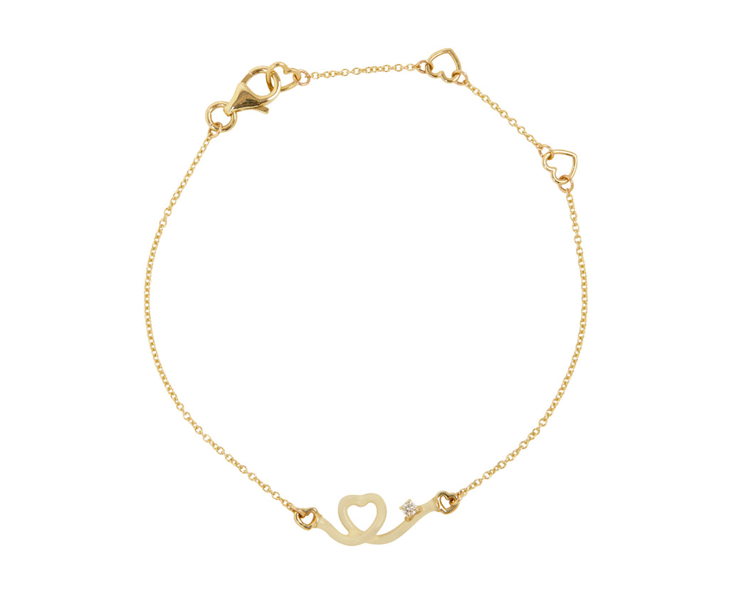 Panna Enamel and Diamond Baby Heart Chain Bracelet