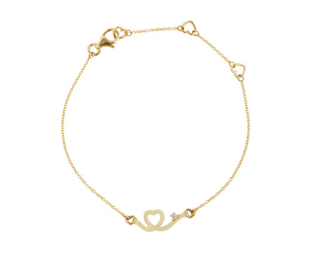 Panna Enamel and Diamond Baby Heart Chain Bracelet