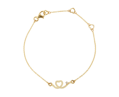 Panna Enamel and Diamond Baby Heart Chain Bracelet