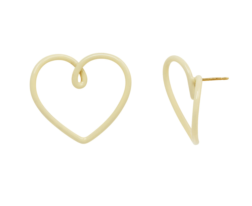 Panna Enamel Big Heart Stud Earrings
