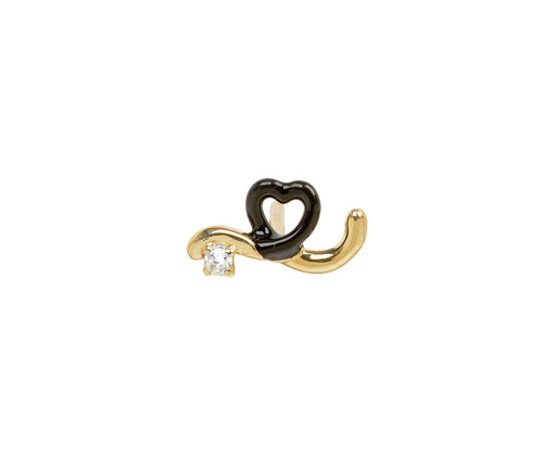 Black Heart Loop and Diamond SINGLE Stud Earring