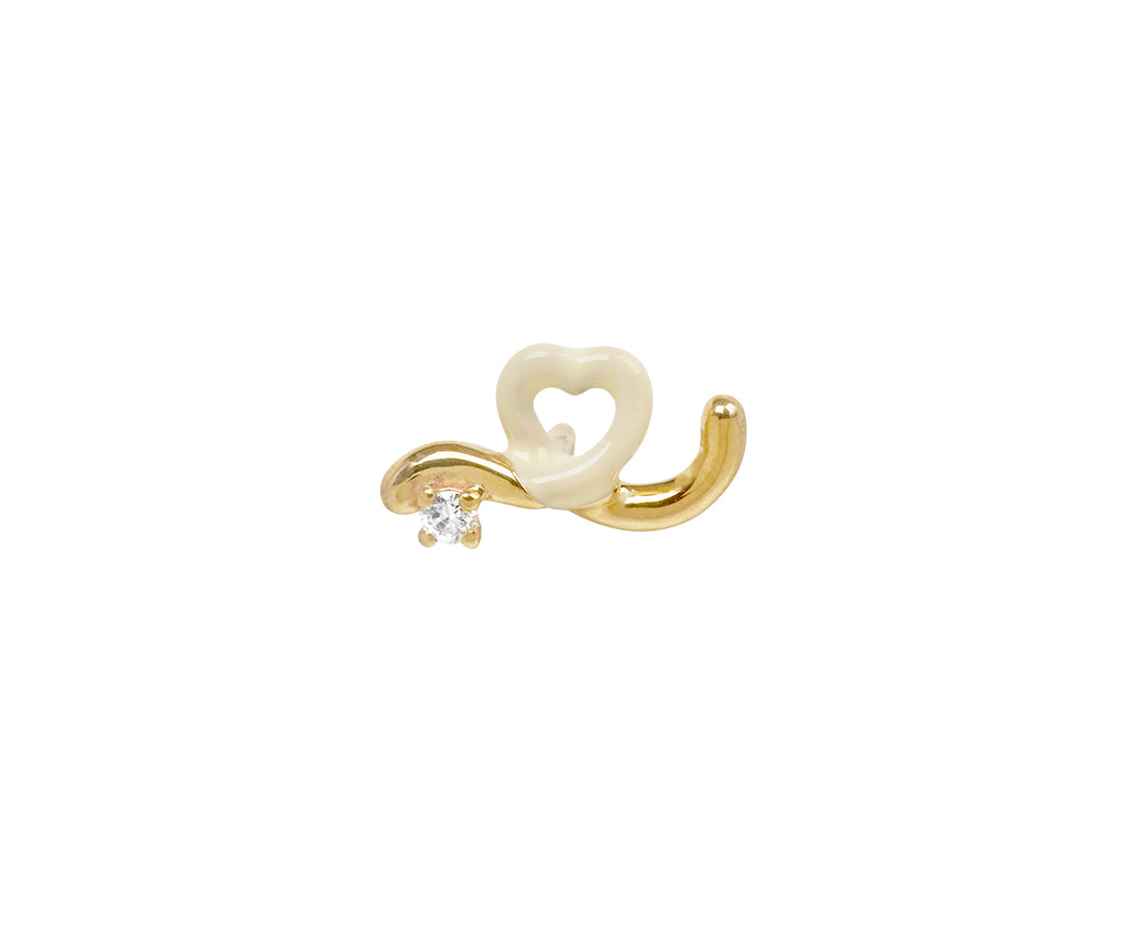 Panna Heart Loop and Diamond SINGLE Stud Earring