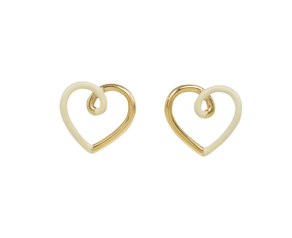 Panna Enamel and Gold Heart Stud Earrings