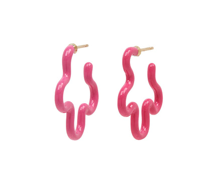 Bubblegum and Azalea Enamel Asymmetrical Flower Earrings