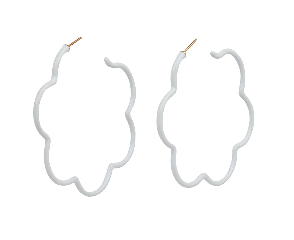 Bea Bongiasca White Enamel Flower Hoop Earrings