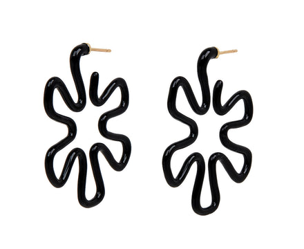 Black Enamel Margherita B Flower Earrings
