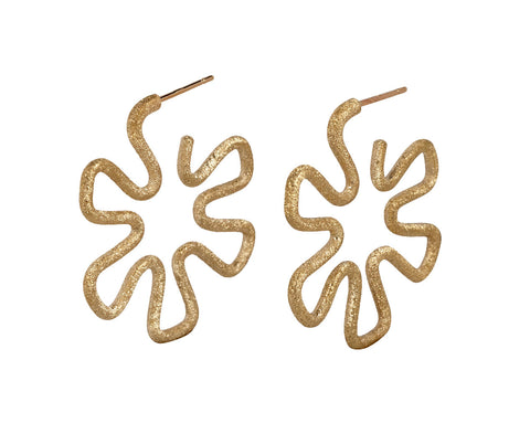 Diamond Finish Daisy Hoop Earrings