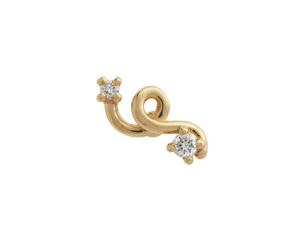 Gold and Diamond Mini Loop SINGLE Stud Earrings