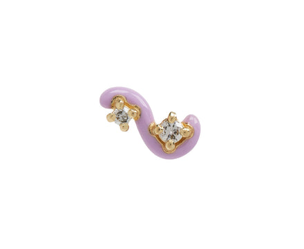 Wisteria Enamel and Double Diamond Mini Loop SINGLE Earring