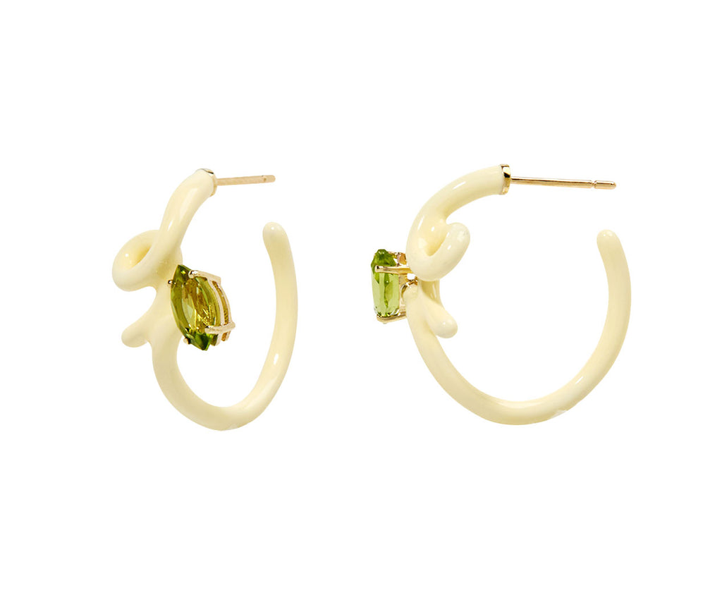 Bea Bongiasca Peridot and Panna Enamel Vine Earrings - Side View