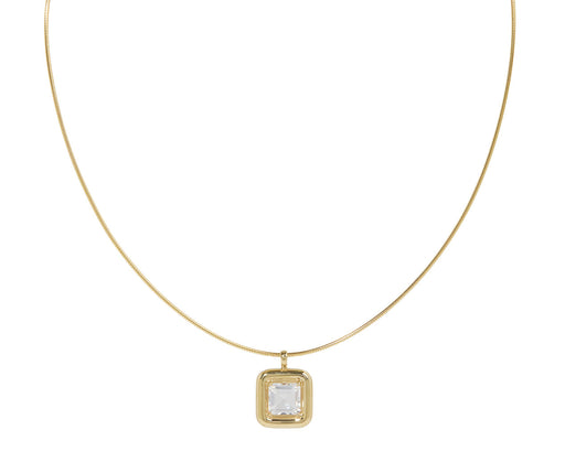 Bea Bongiasca Square Rock Crystal Pendant Necklace