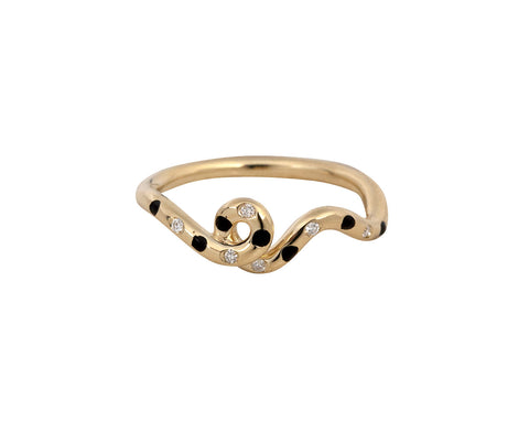 Diamond Sprinkle Black Polka Dot Wave Ring