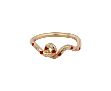 Diamond Sprinkle Red Polka Dot Wave Ring