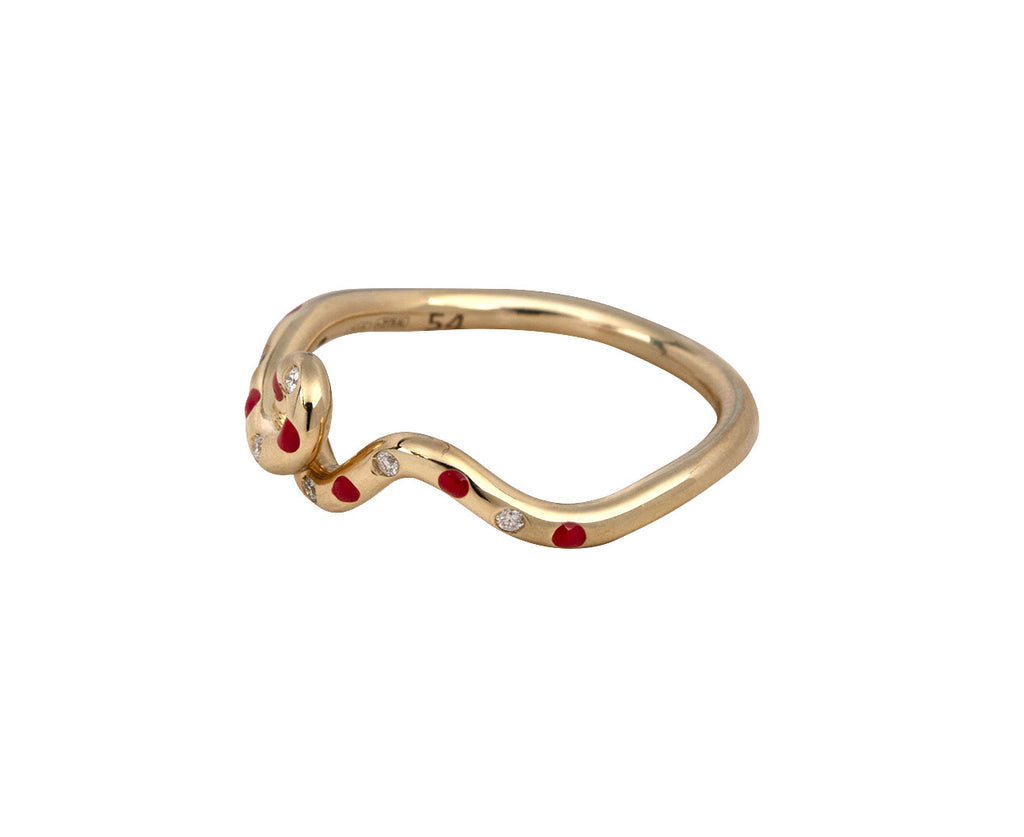 Diamond Sprinkle Red Polka Dot Wave Ring