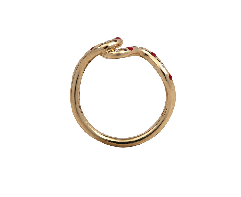 Diamond Sprinkle Red Polka Dot Wave Ring