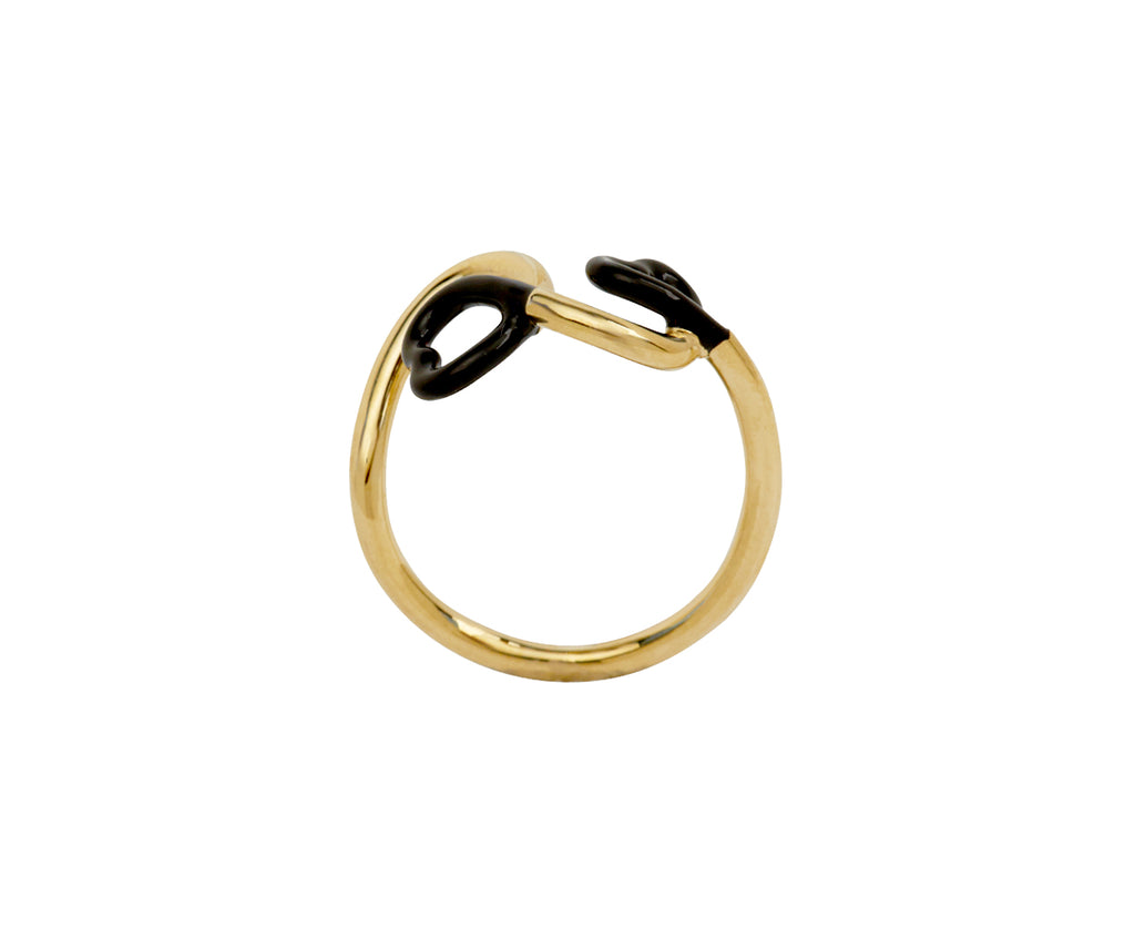 Black Enamel Double Heart Ring
