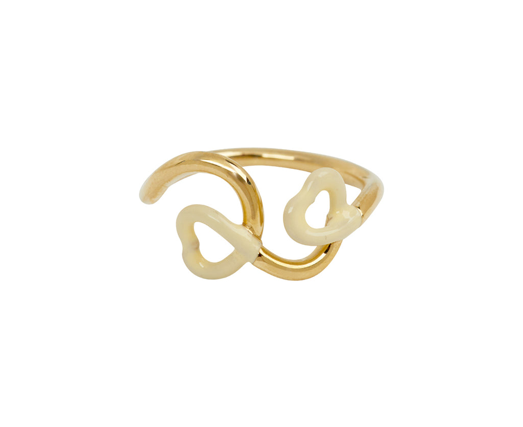 Panna Enamel Double Heart Ring
