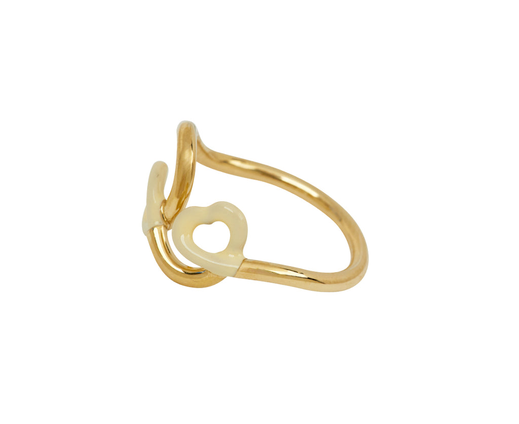 Panna Enamel Double Heart Ring