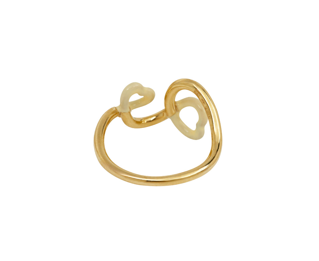 Panna Enamel Double Heart Ring