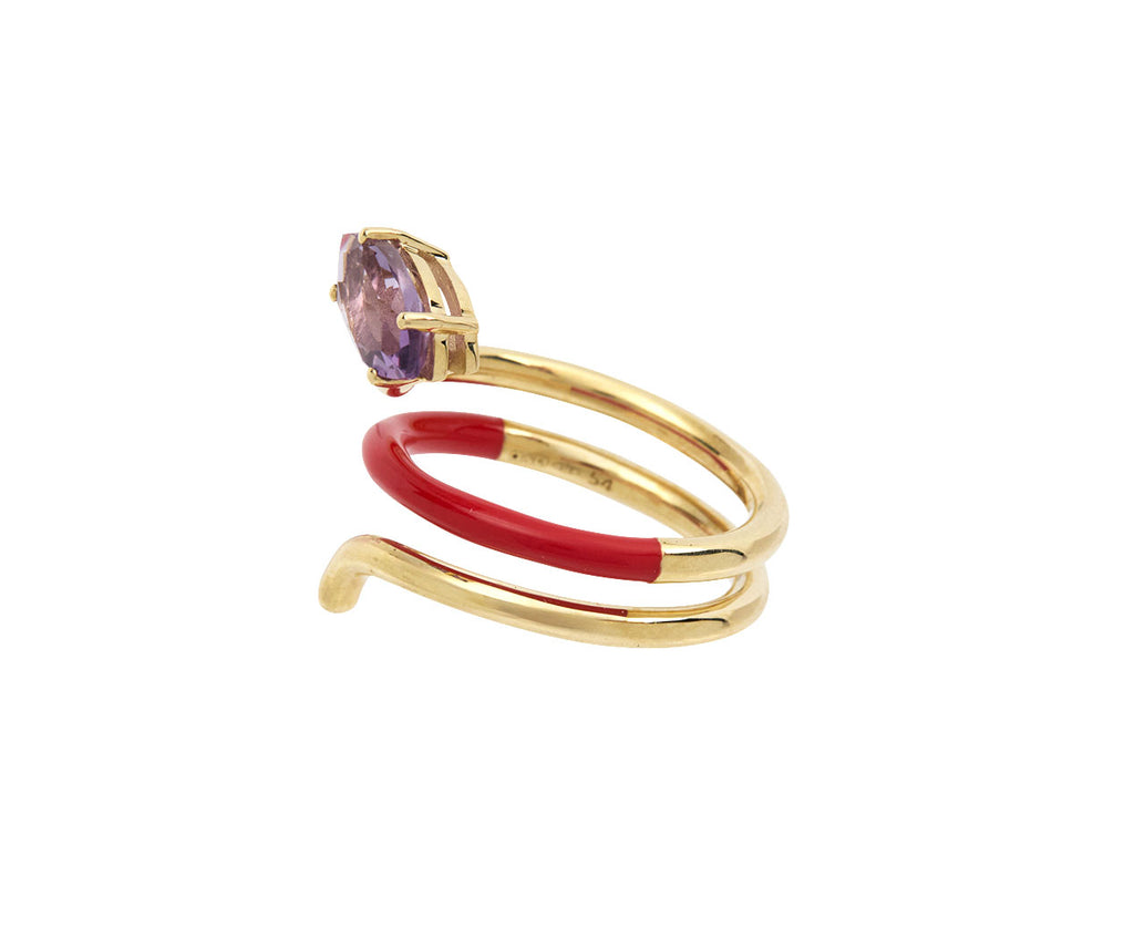 Bea Bongiasca Amethyst Long Vine Ring - Side View