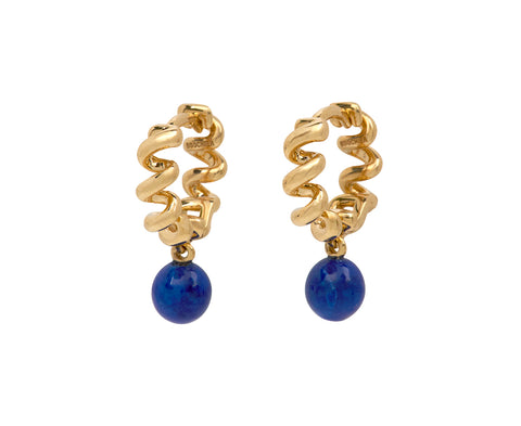 Lapis Drop Slinkee Hoop Earrings