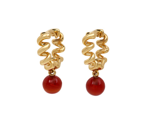 Carnelian Drop Slinkee Hoop Earrings