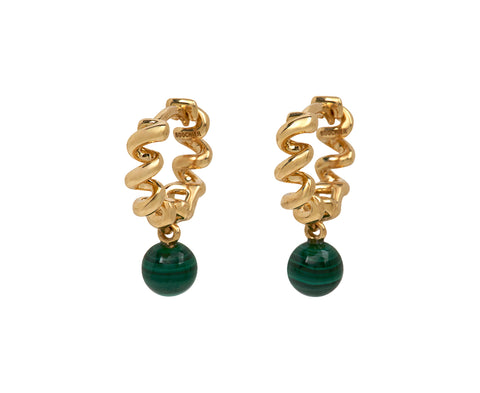 Malachite Drop Slinkee Hoop Earrings