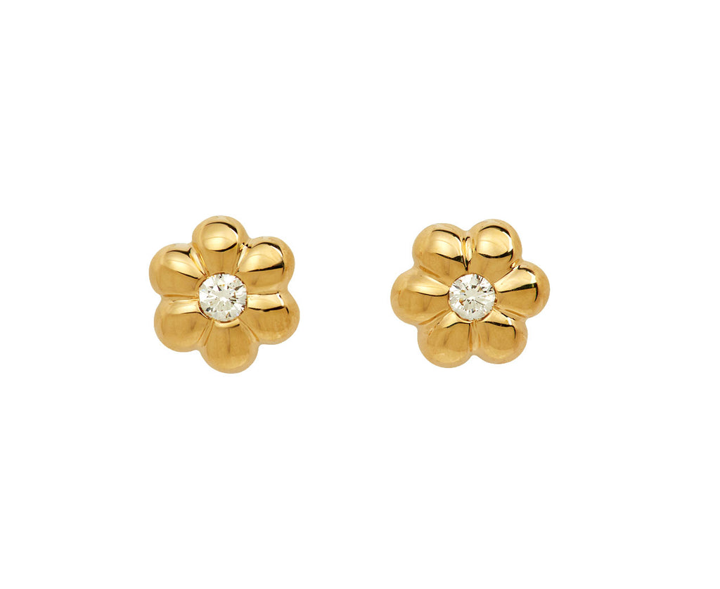 Mini Diamond Flower Puff Stud Earrings