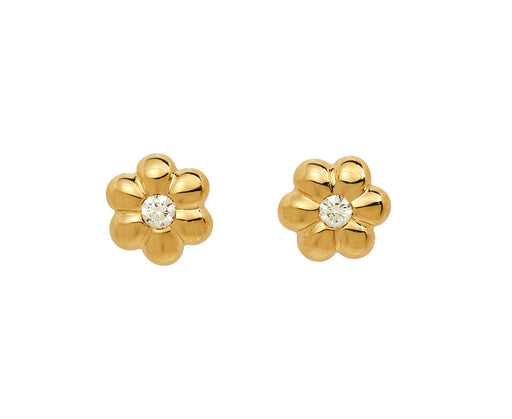 Mini Diamond Flower Puff Stud Earrings