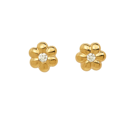 Mini Diamond Flower Puff Stud Earrings