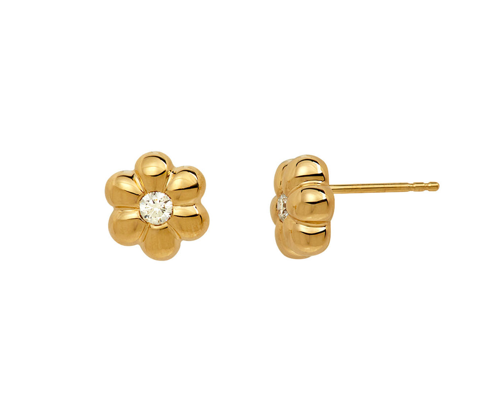Mini Diamond Flower Puff Stud Earrings
