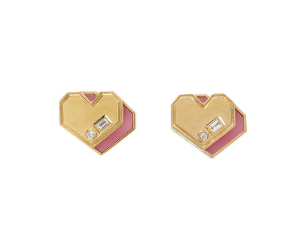 Pink Opal Mini Heart Stud Earrings