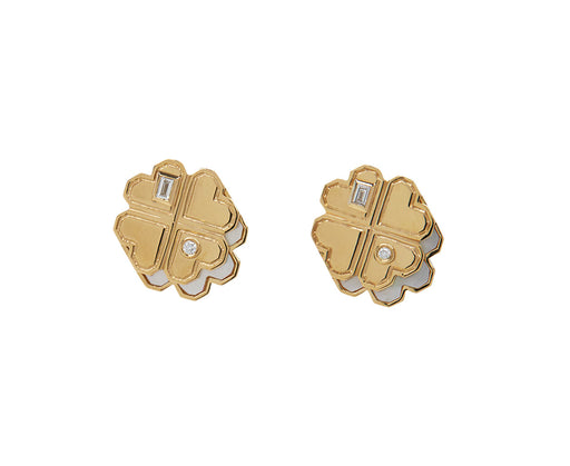 Mother-of-Pearl Clover Stud Earrings