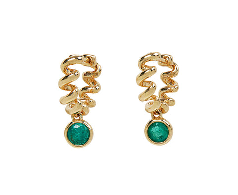 Emerald Drop Slinkee Hoop Earrings