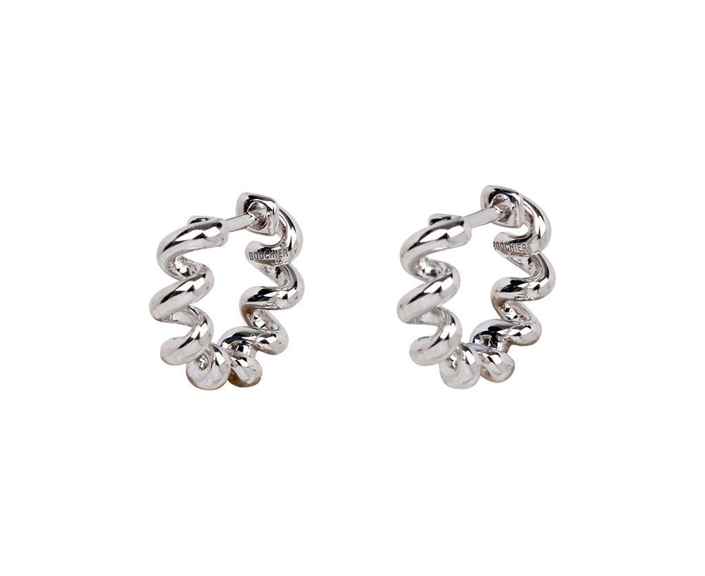 White Gold Slinkee Huggie Hoop Earrings