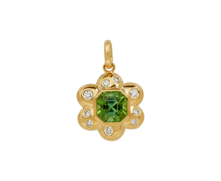 Green Tourmaline Flower Puff Bloom Pendant ONLY