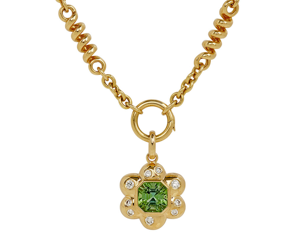 Green Tourmaline Flower Puff Bloom Pendant ONLY