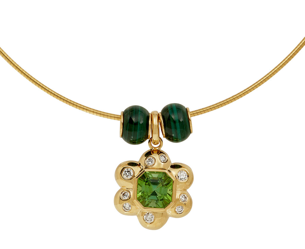 Green Tourmaline Flower Puff Bloom Pendant ONLY