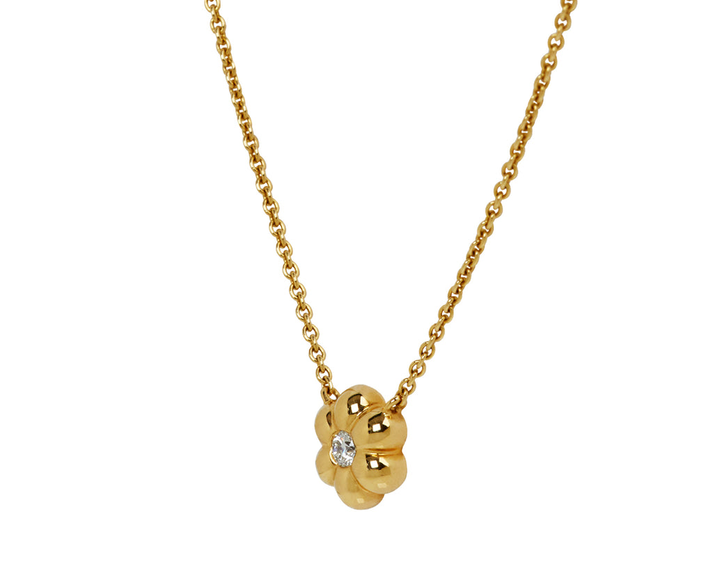Mini Diamond Flower Puff Pendant Necklace