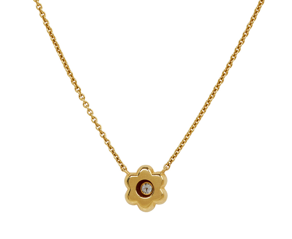 Mini Diamond Flower Puff Pendant Necklace