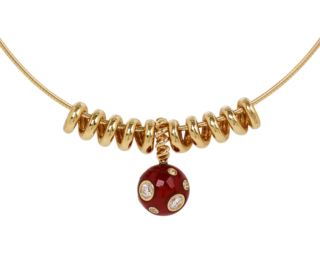 Jumbo Carnelian and Diamond Slinkee Pendant ONLY